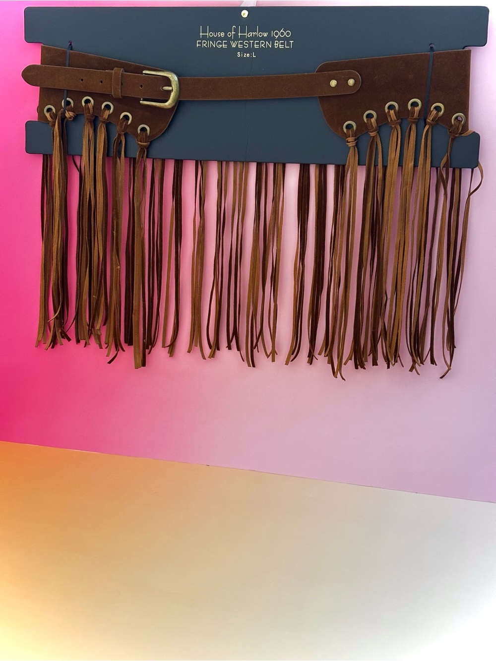 House of Harlow 1960 Brown Fringe Western Belt